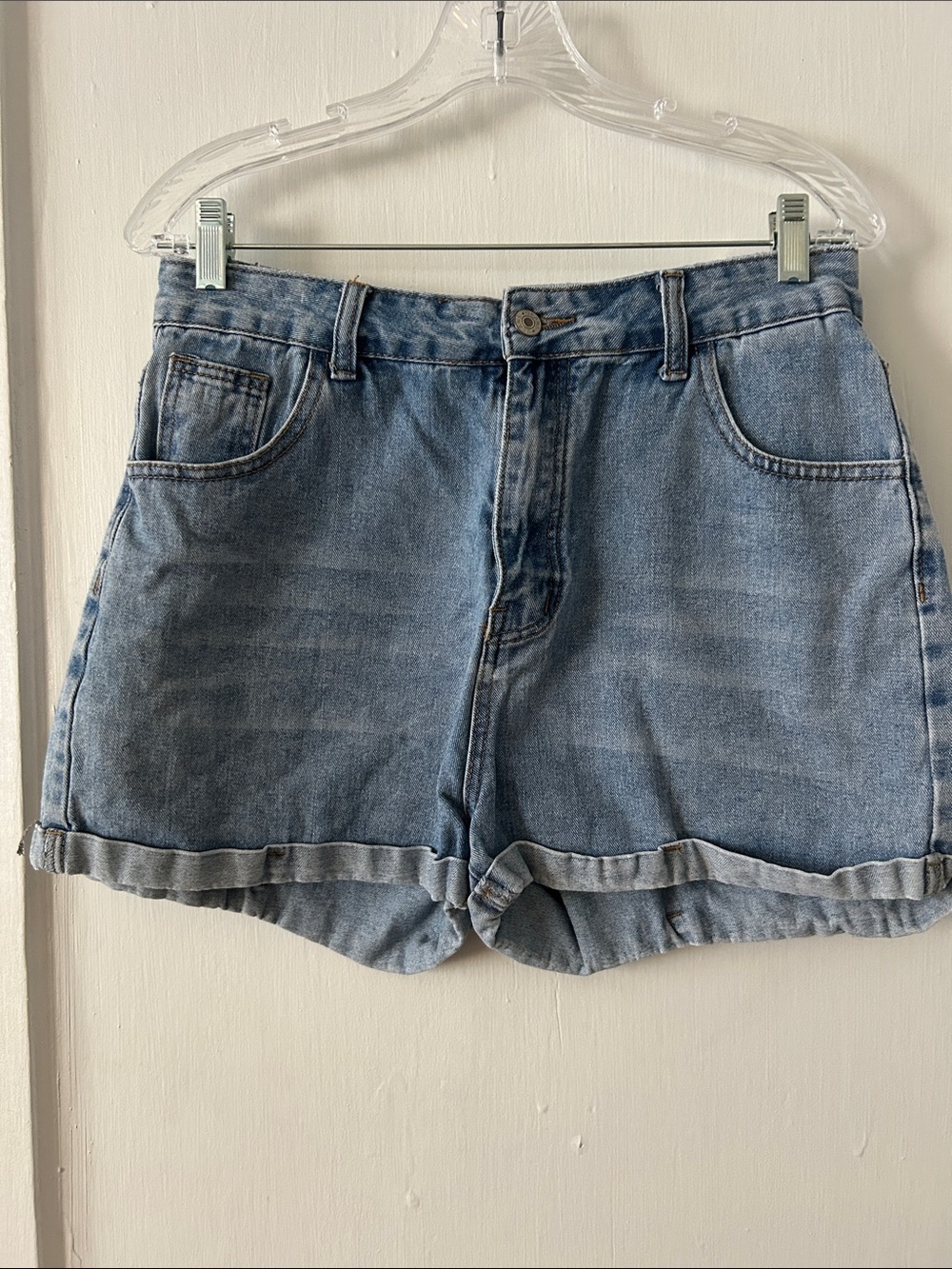 SHEIN Light Blue Rolled Hem Denim Shorts